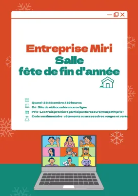 Concept de fenêtre internet de Noël rouge et vert pour une fête d'adieu virtuelle