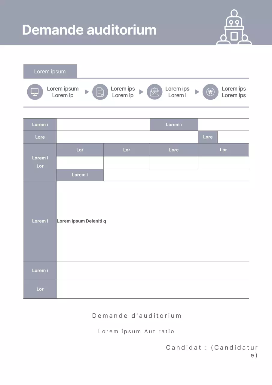 Grey Clean Document Form Demande d'utilisation d'une salle de spectacle