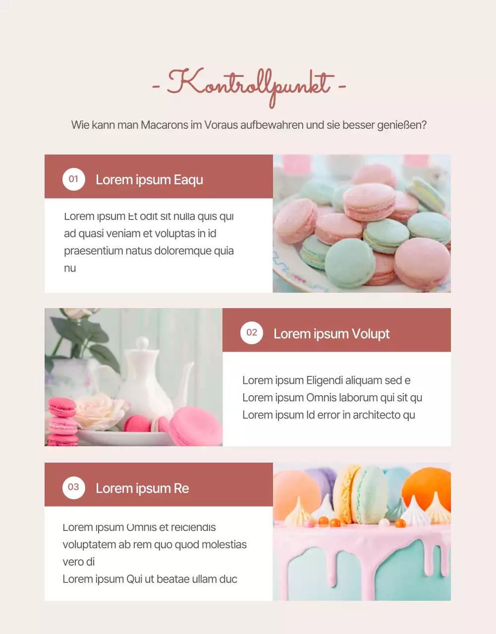 Moderne Macarons zum Weißen Tag in Rosa und Beige Product Brief
