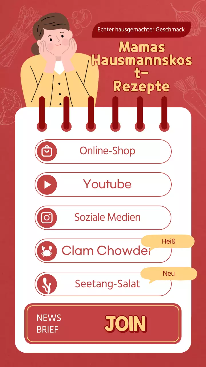 Geführte Instagram-Stories mit roten und gelben Rezeptkonzepten