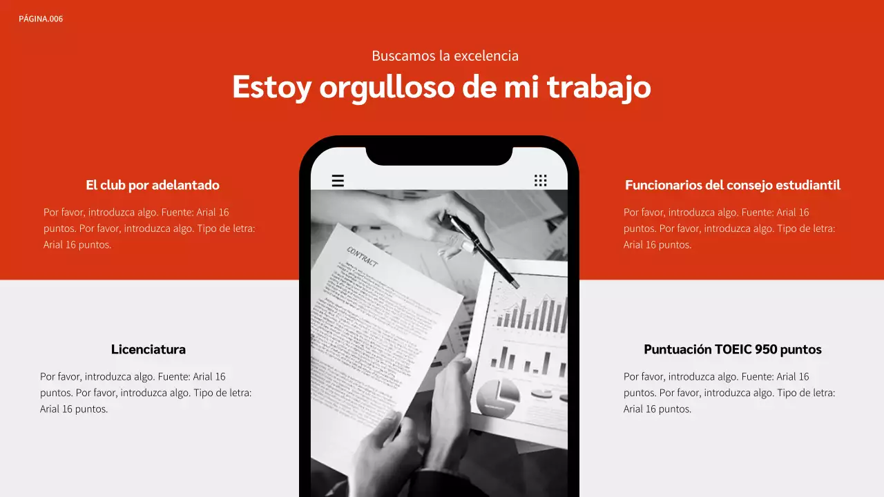 Presentación de la cartera en naranja y negro