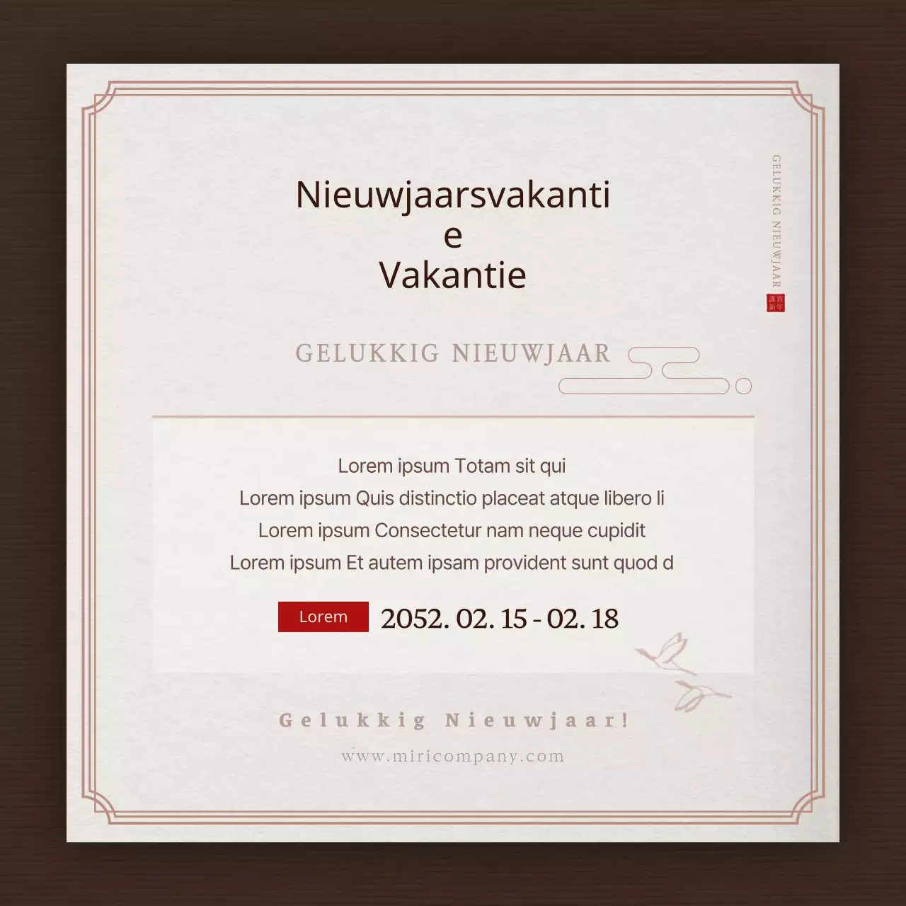 Lunar New Year vakantiesluitingen in bruin en beige