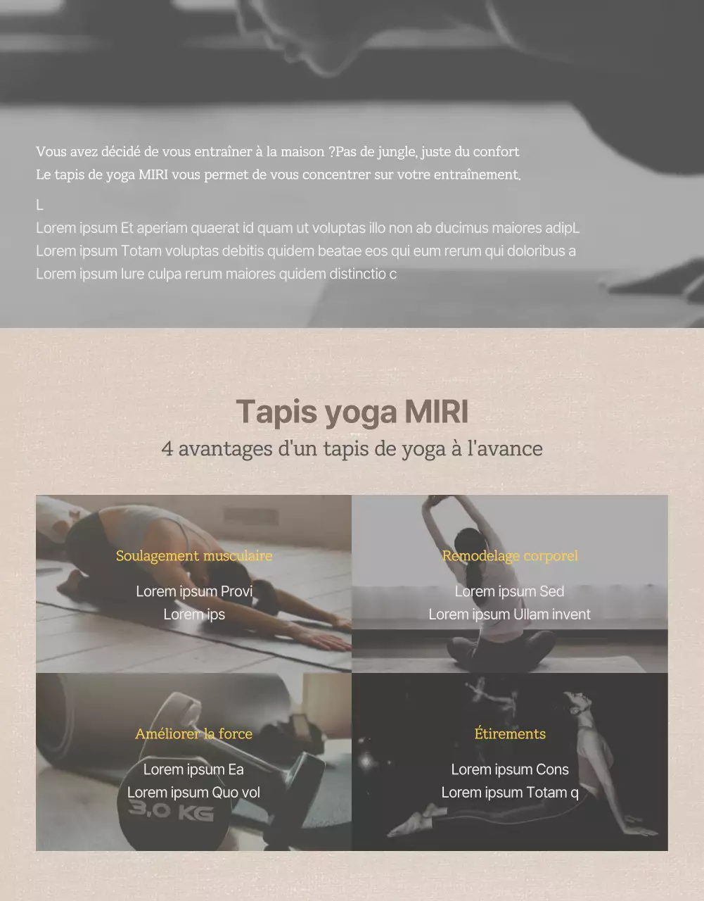 Promouvoir les tapis de yoga naturels bruns et jaunes