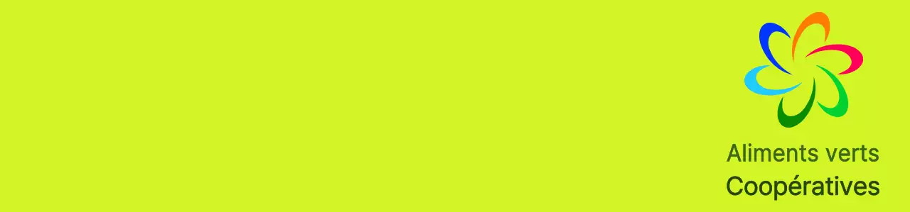 Logo moderne avec symbole et logo texte combinés à un schéma de couleurs chartreuse et coloré pour les employés d'un magasin d'alimentation local.