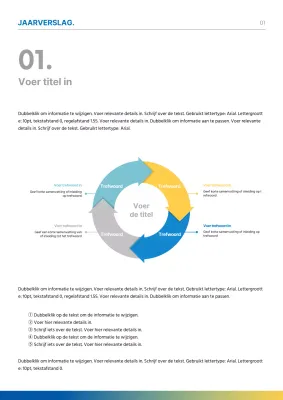 Maak een infografisch rapport of document op met lichtblauwe en gele tinten