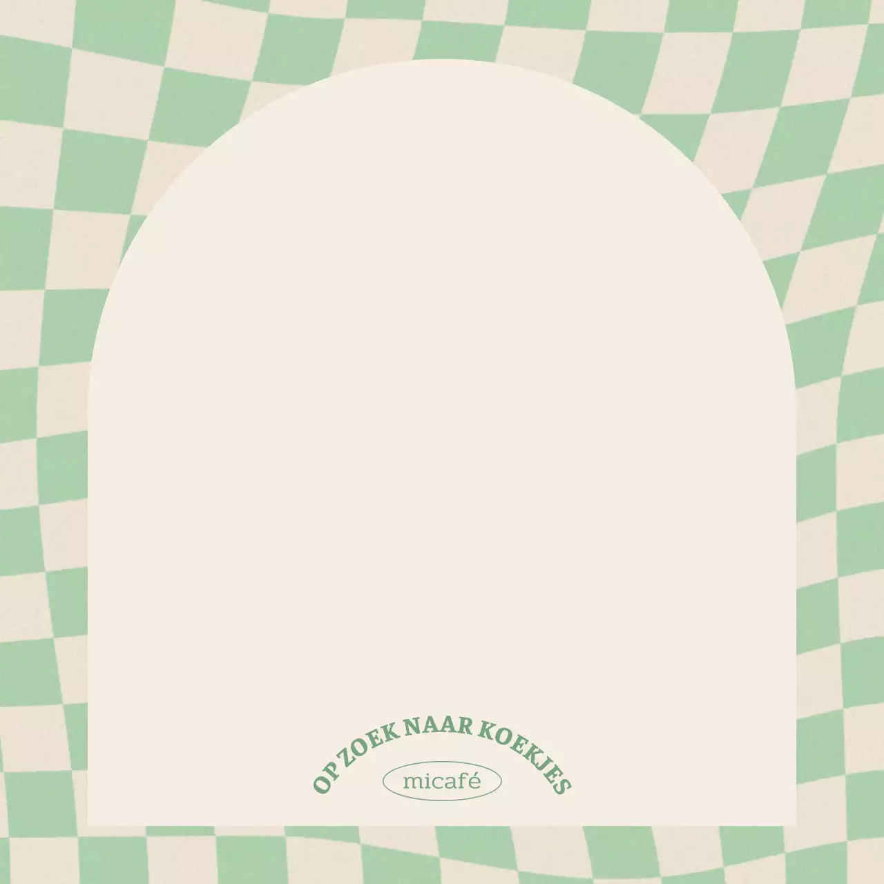 Cafe merchandise met groen en geel golvend raster en gebogen notitieruimte