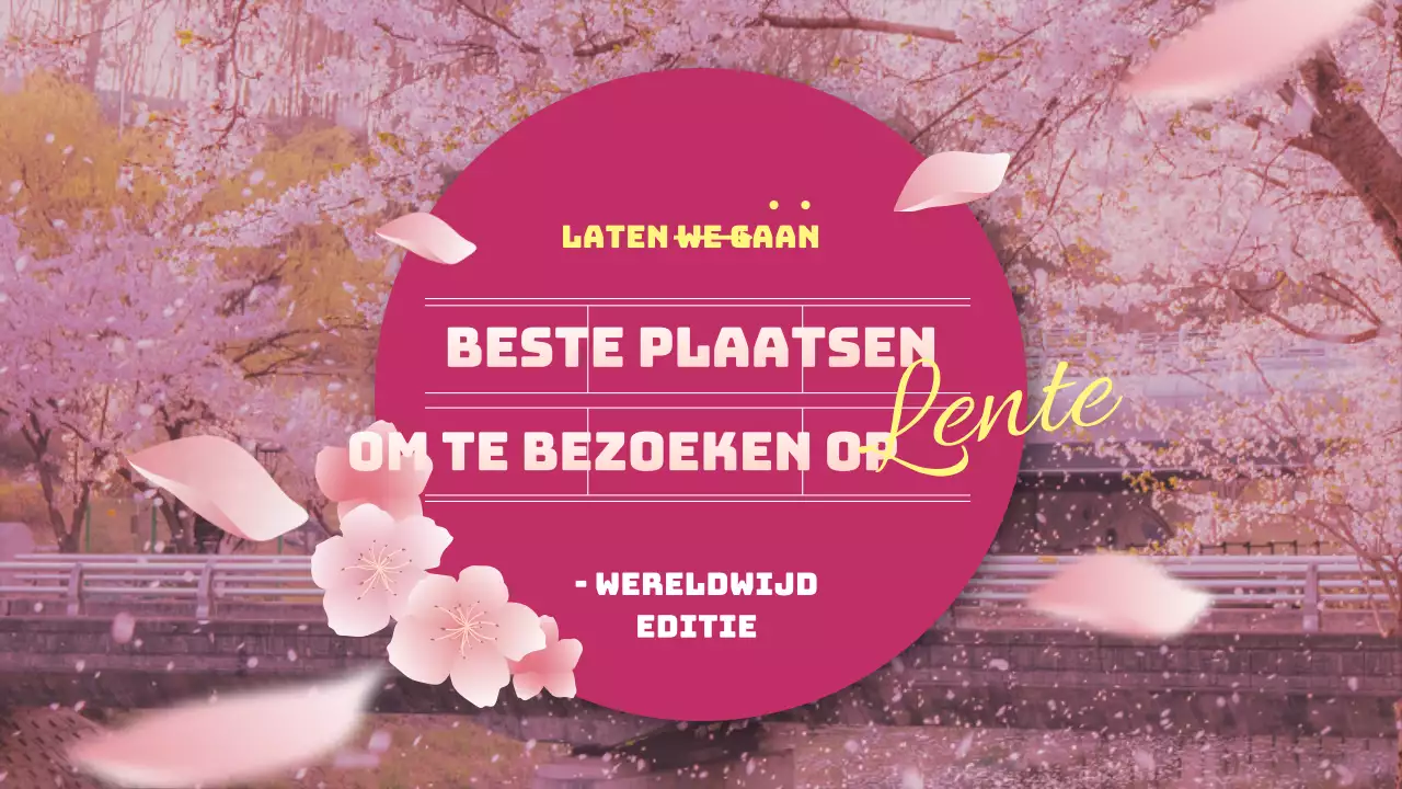 Aanbevolen binnenlandse reisbestemmingen met roze bloemen en een lentegevoel