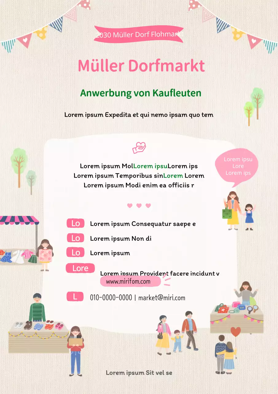 Rosa warme Flohmarktverkäufer gesucht