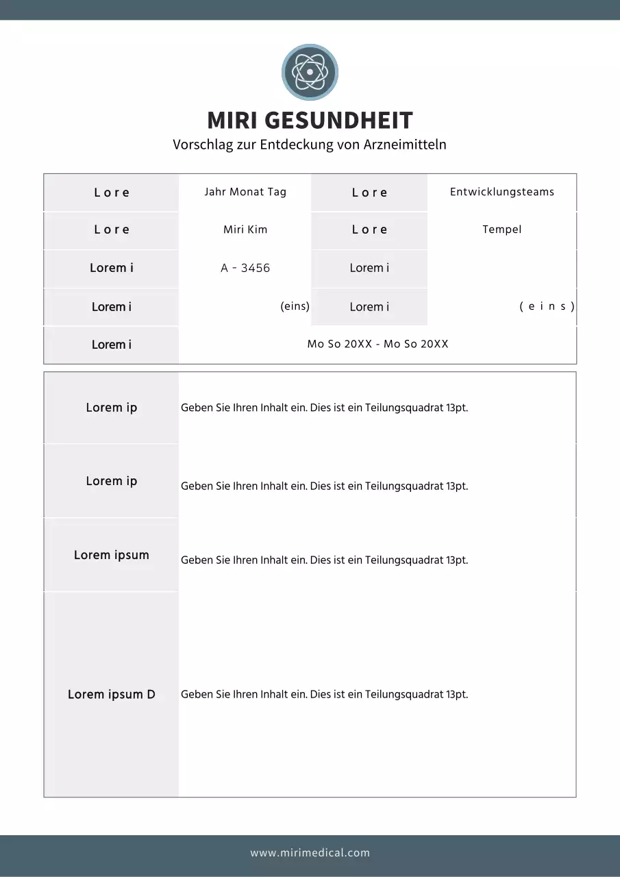 Einfache Dokumentation eines Vorschlags zur Arzneimittelforschung