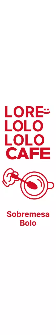 Ilustrações simples e engraçadas e frases de texto em vermelho combinam-se para criar um café de estilo