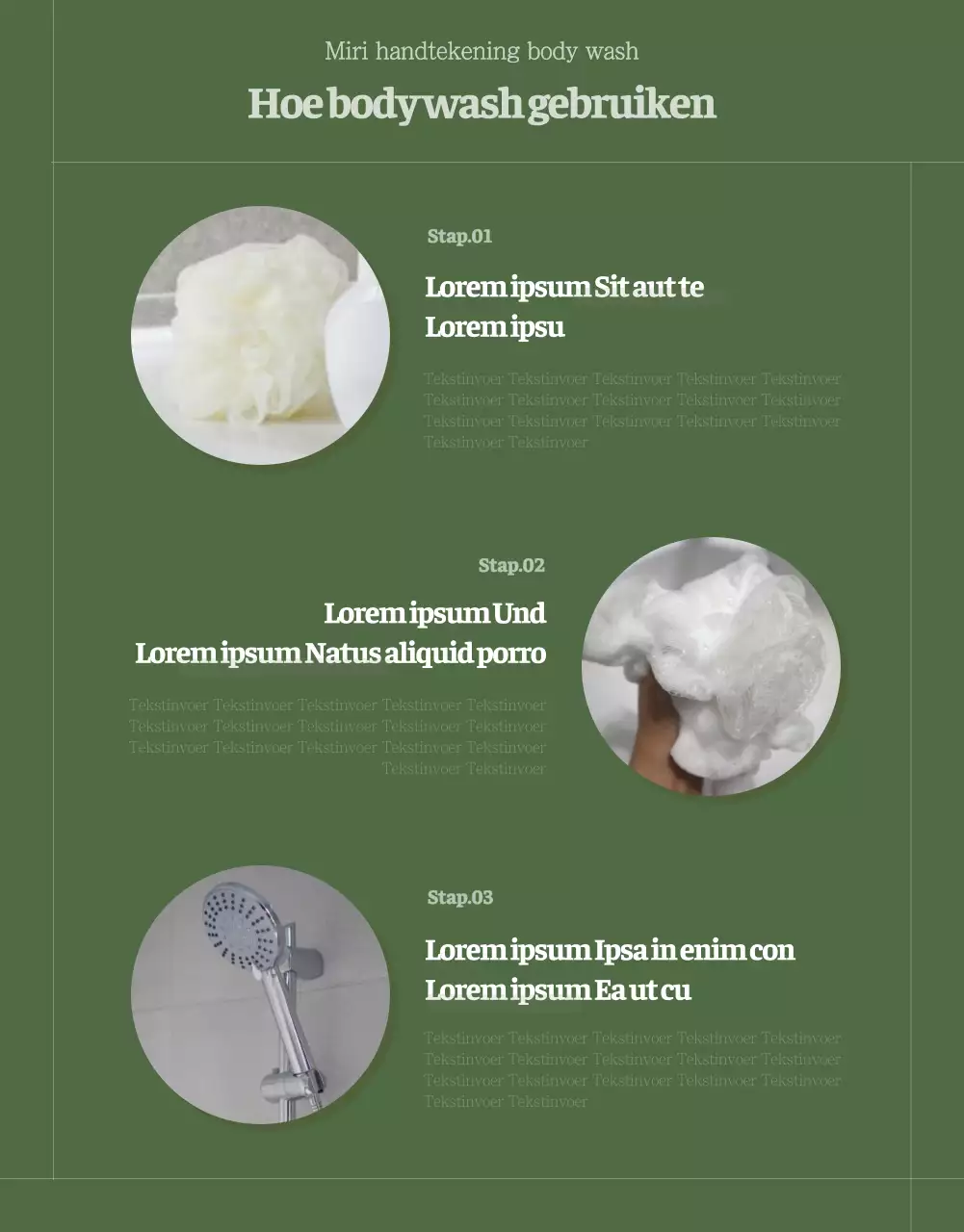 Een groene, natuurlijke, eenvoudige body wash promoten