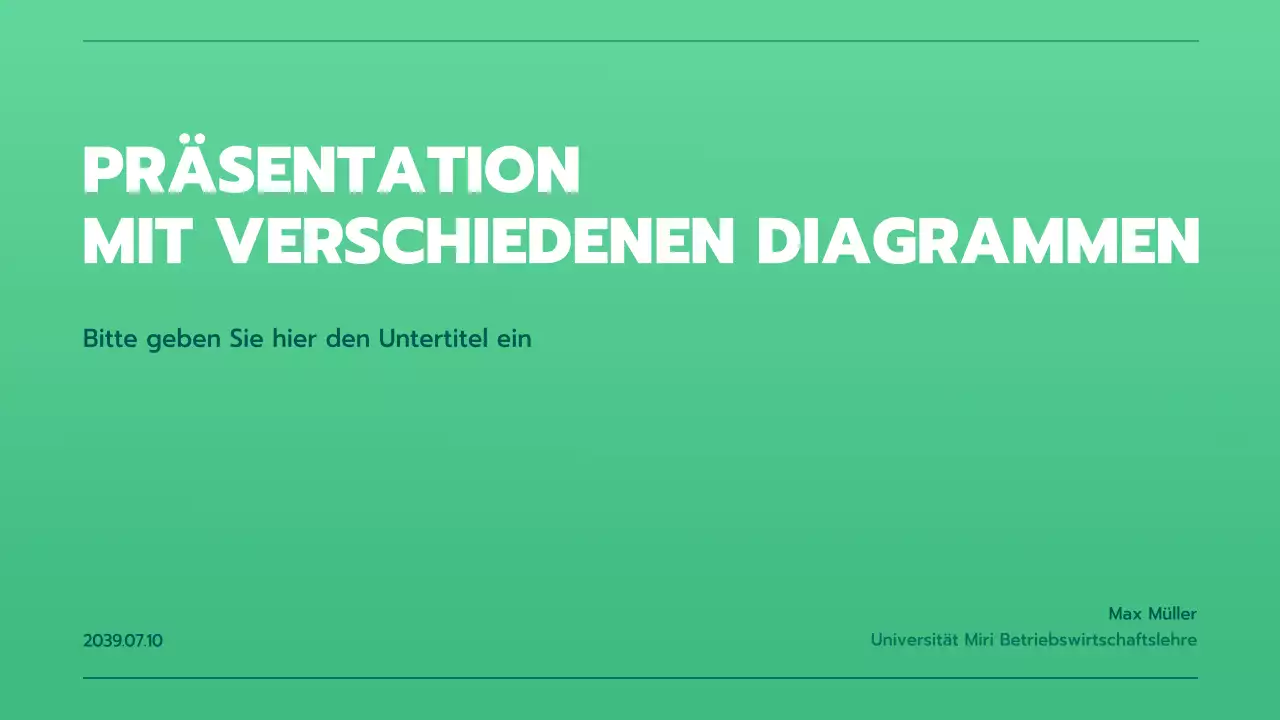 Präsentation mit verschiedenen Diagrammen in grünen Farbverläufen
