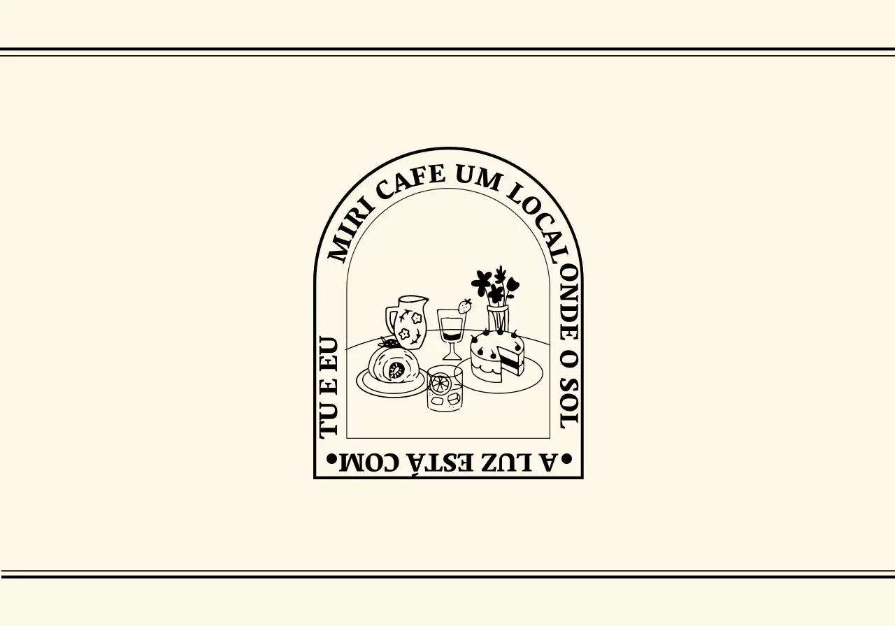 Conceito de café com ilustrações de linhas emocionais e luxuosas em marfim e preto