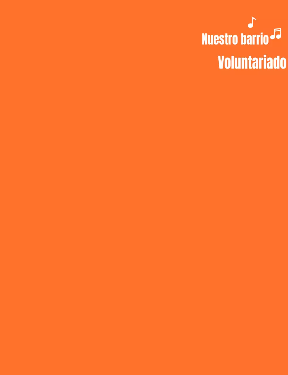 Texto rítmico estilo logotipo en naranja y blanco Organización de voluntarios