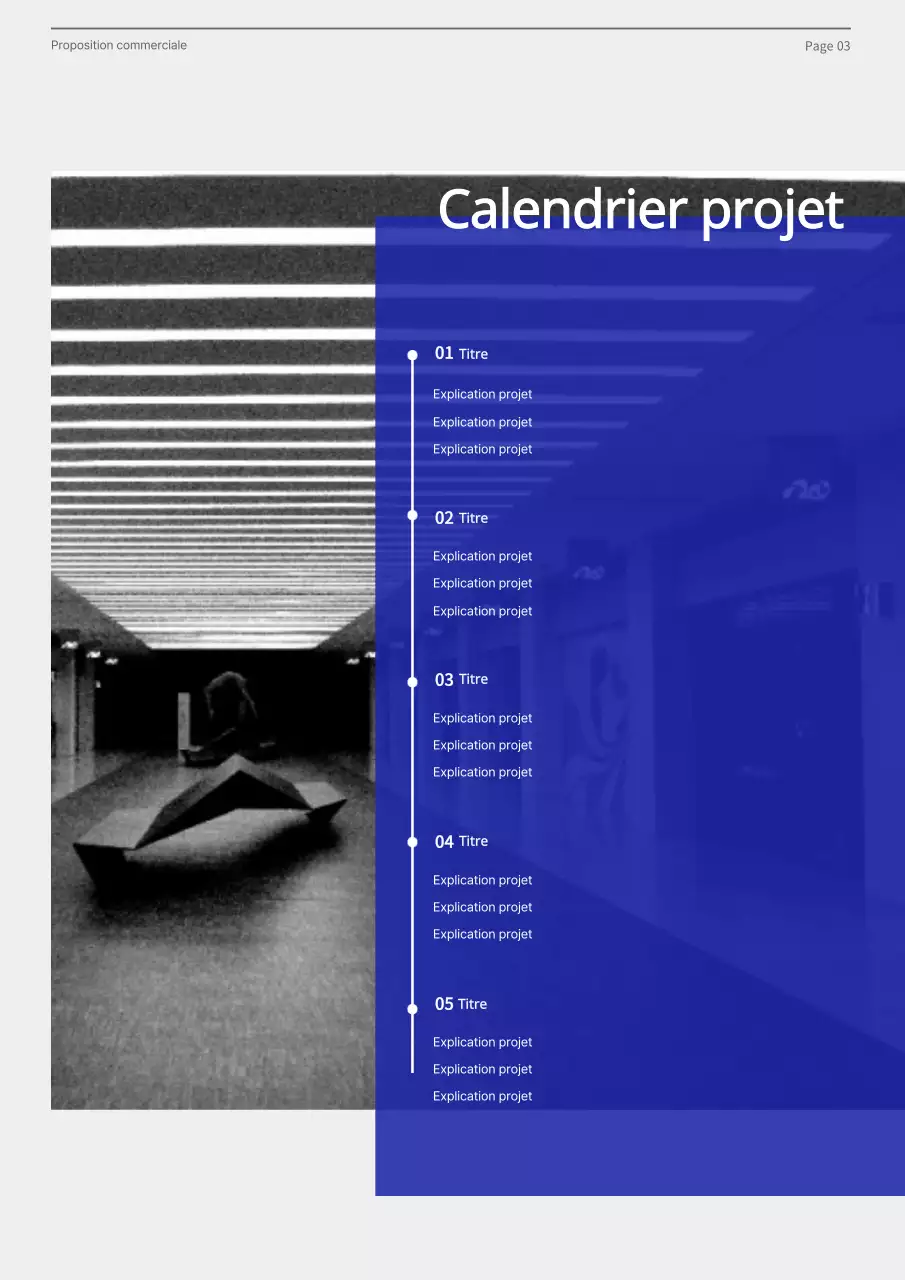 Proposition commerciale avec un concept moderne en bleu et gris