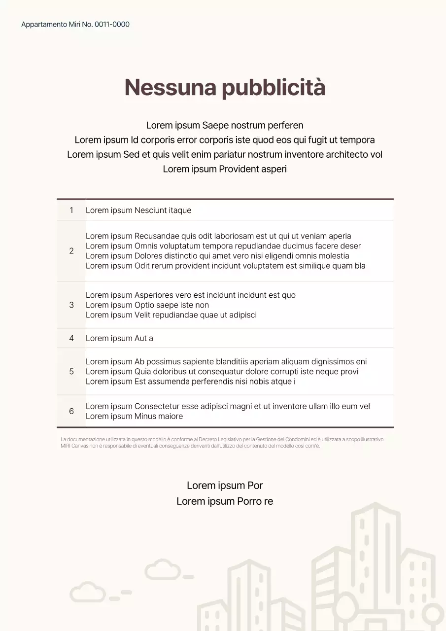 Informazioni sul divieto di pubblicità negli appartamenti color avorio