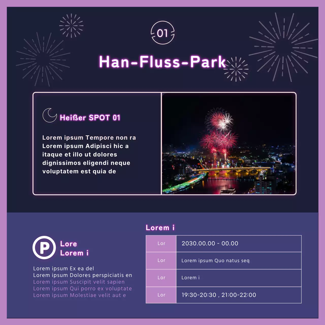 Feuerwerk in lila Neon CardNews