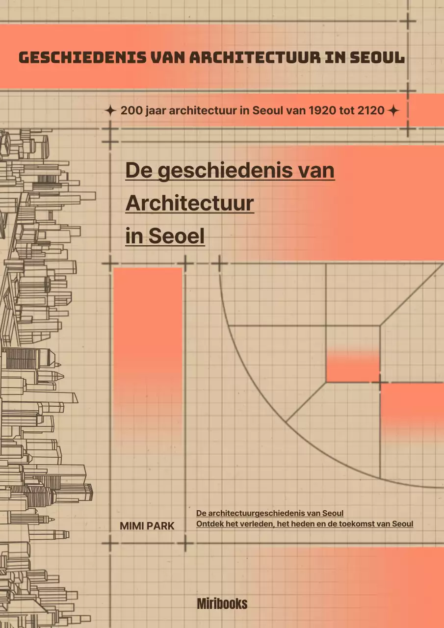 Geel en oranje raster schone architectuur geschiedenis boekomslag