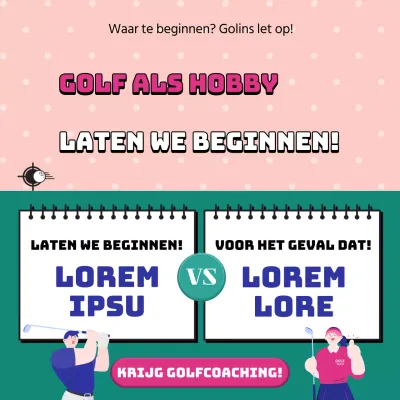 Instagram feed met een roze en groen golfthema