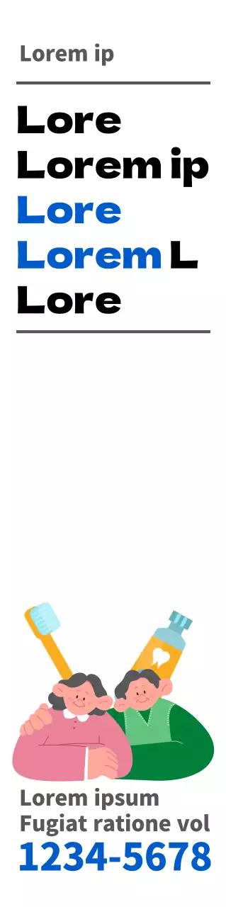 Zur Förderung des Zahnunterrichts in Gesundheitszentren mit blau-schwarzem Text und bunten, niedlichen Illustrationen.