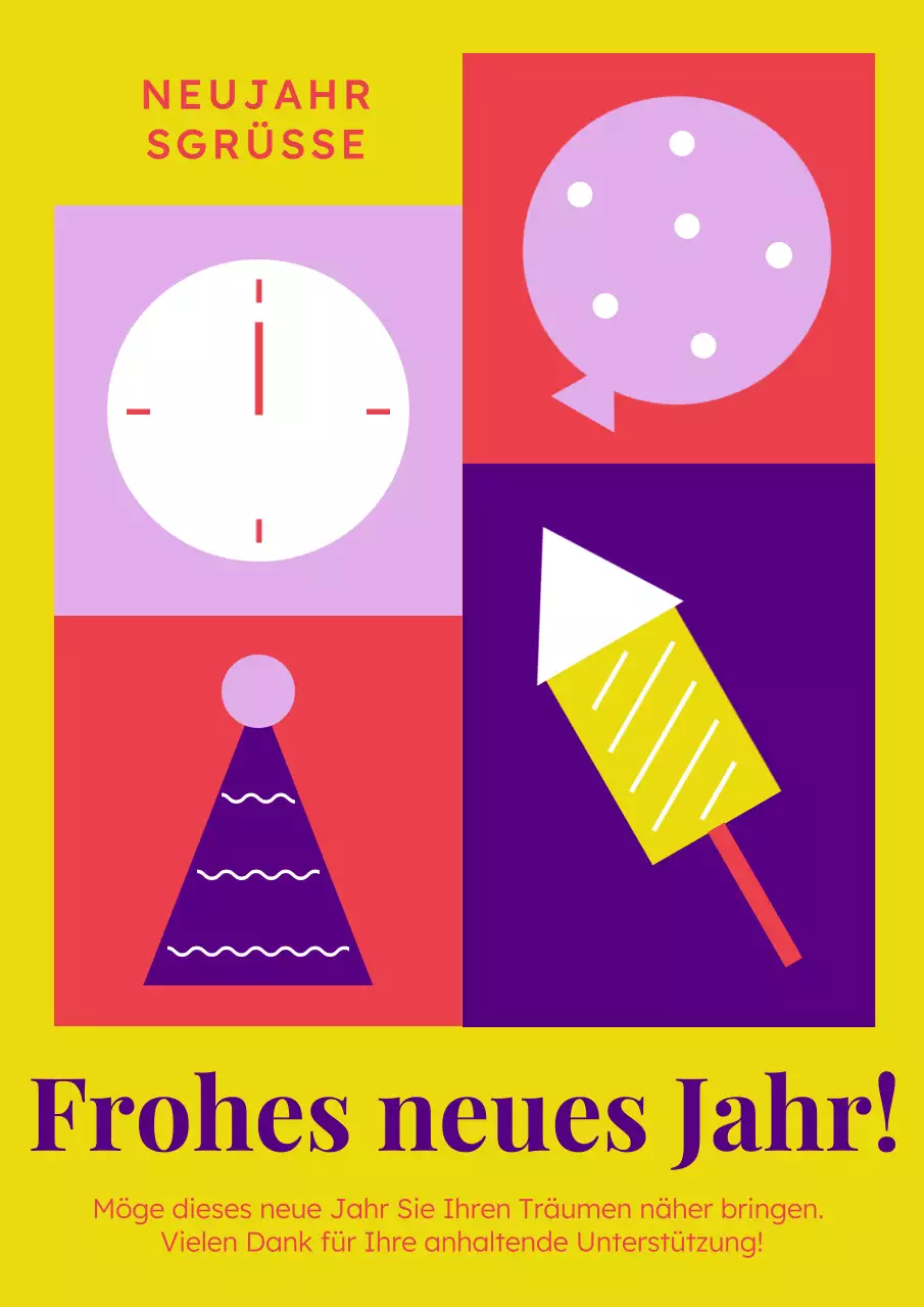 Pop moderne Neujahrsgrüße Poster