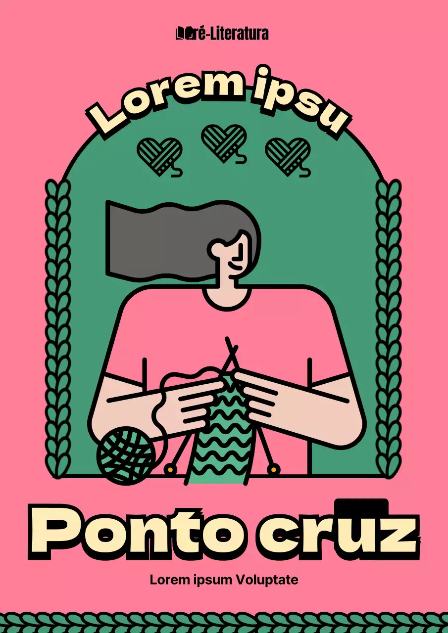 Sobre o ponto de agulha simples rosa e verde
