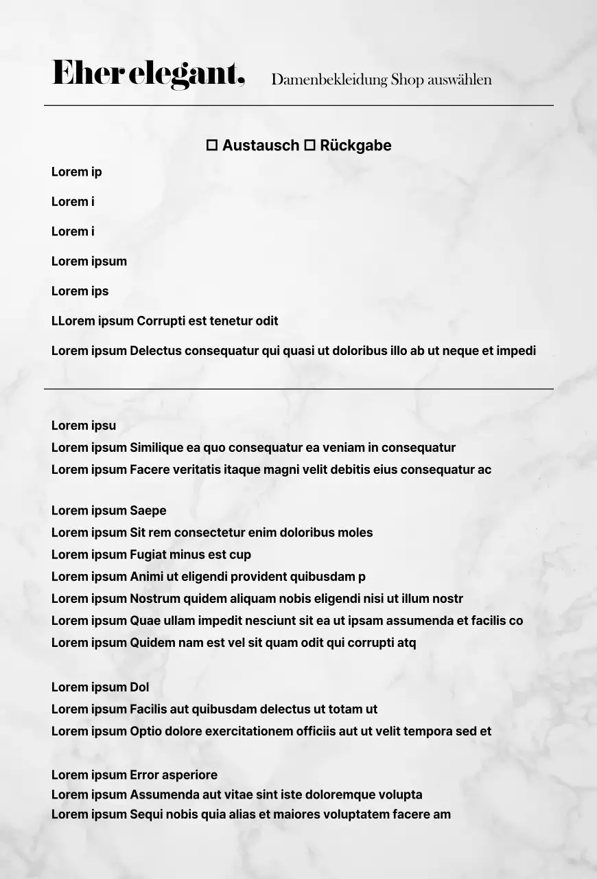 Postkarte mit Tauschkarte für ein Einkaufszentrum in Marmortönen