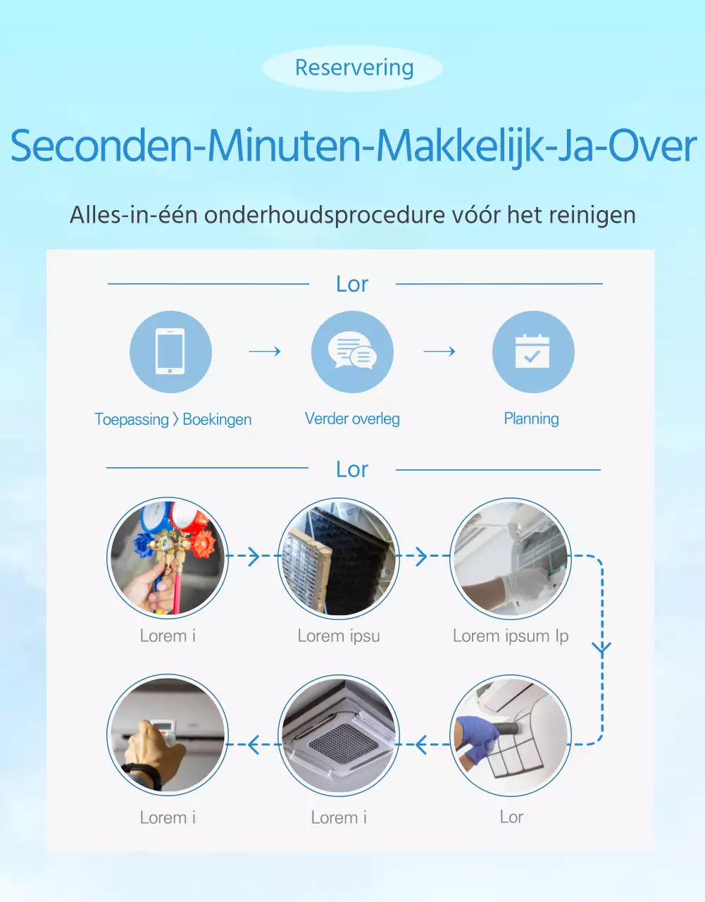 Hemelsblauwe koele airconditioningreiniging promoten