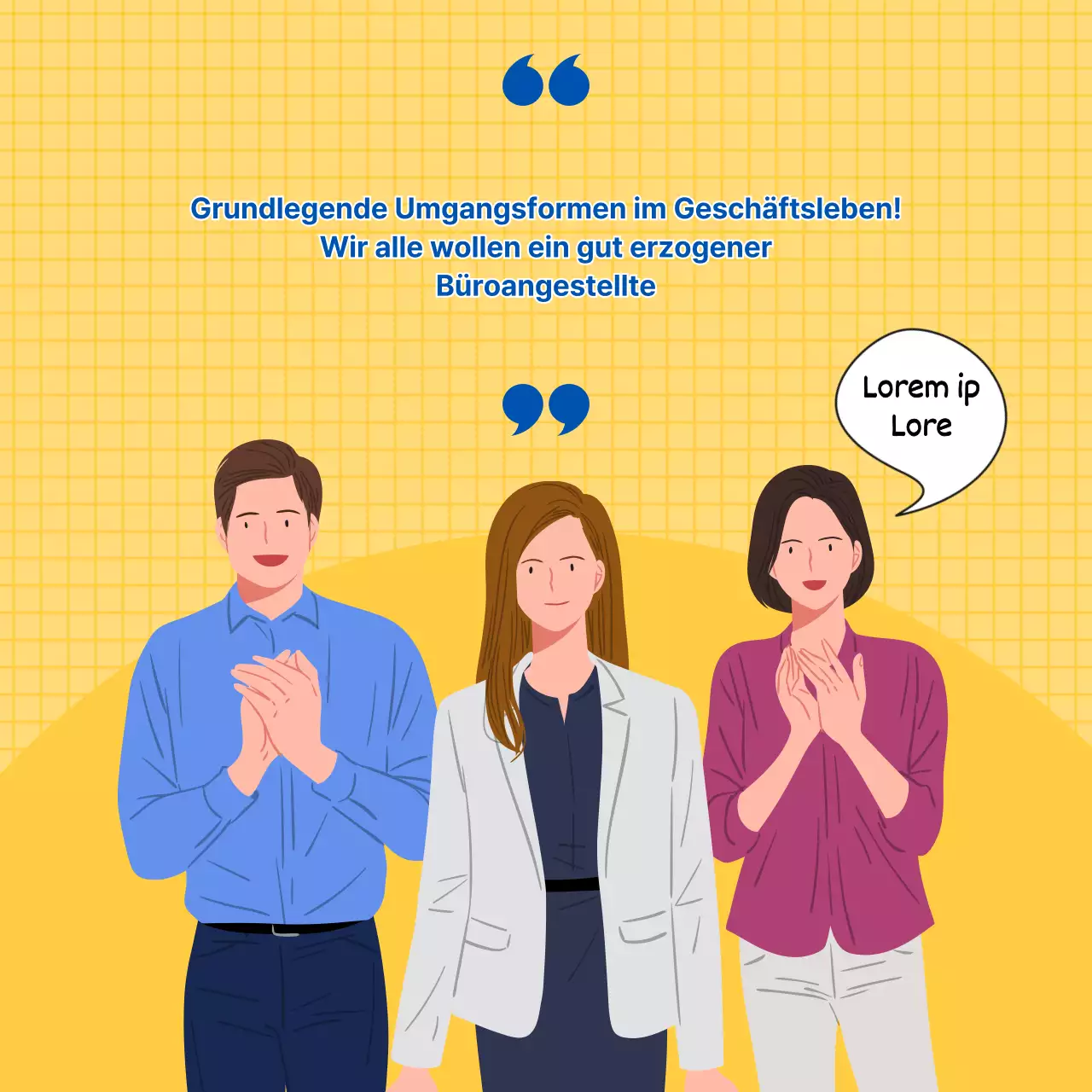 Business-Etikette in gelb und sauber CardNews