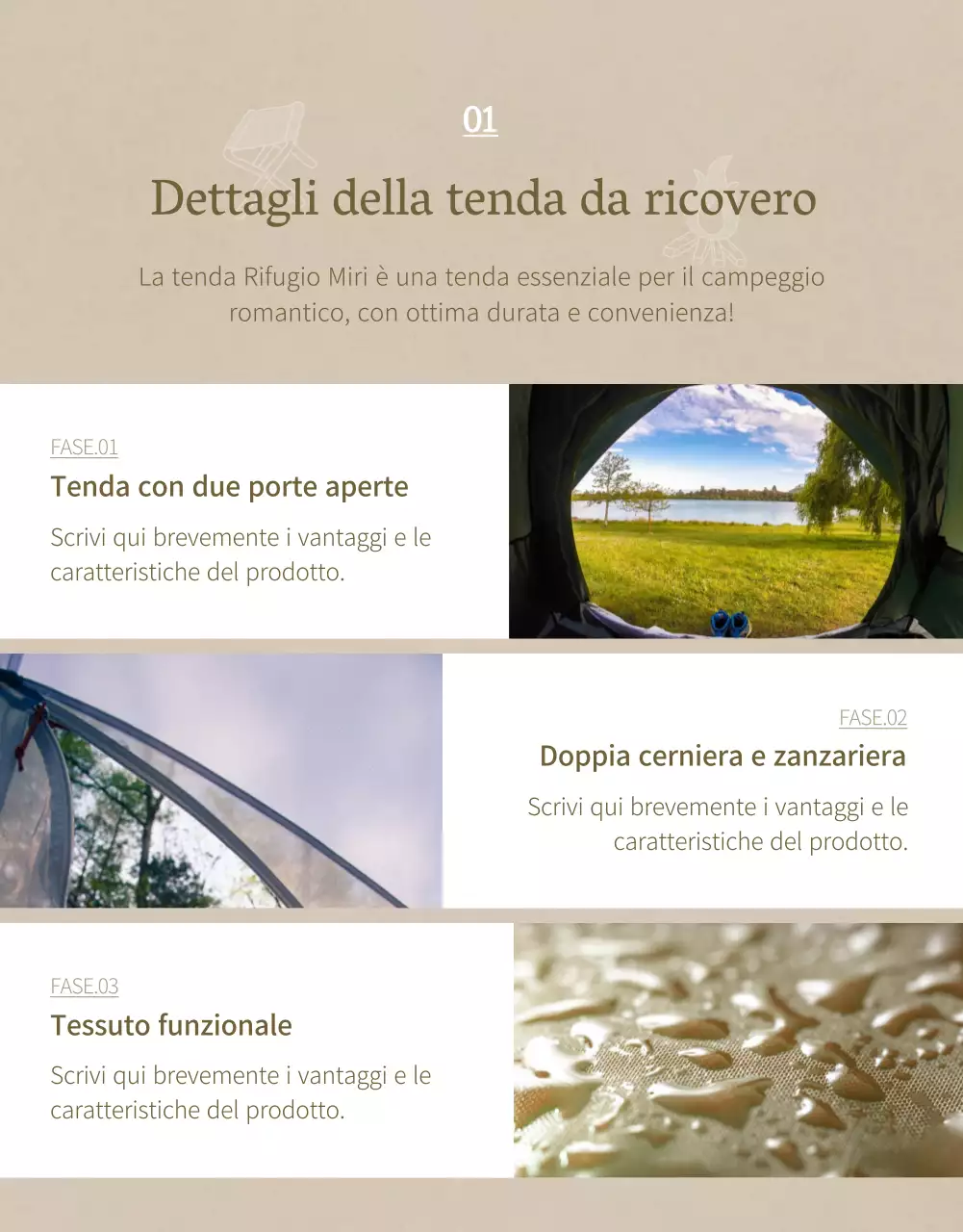 Concetto di campeggio emozionale in blu navy e beige