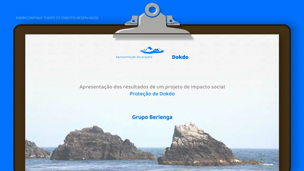 Relatório de resultados do projeto de defesa dokdo natural azul e azul claro