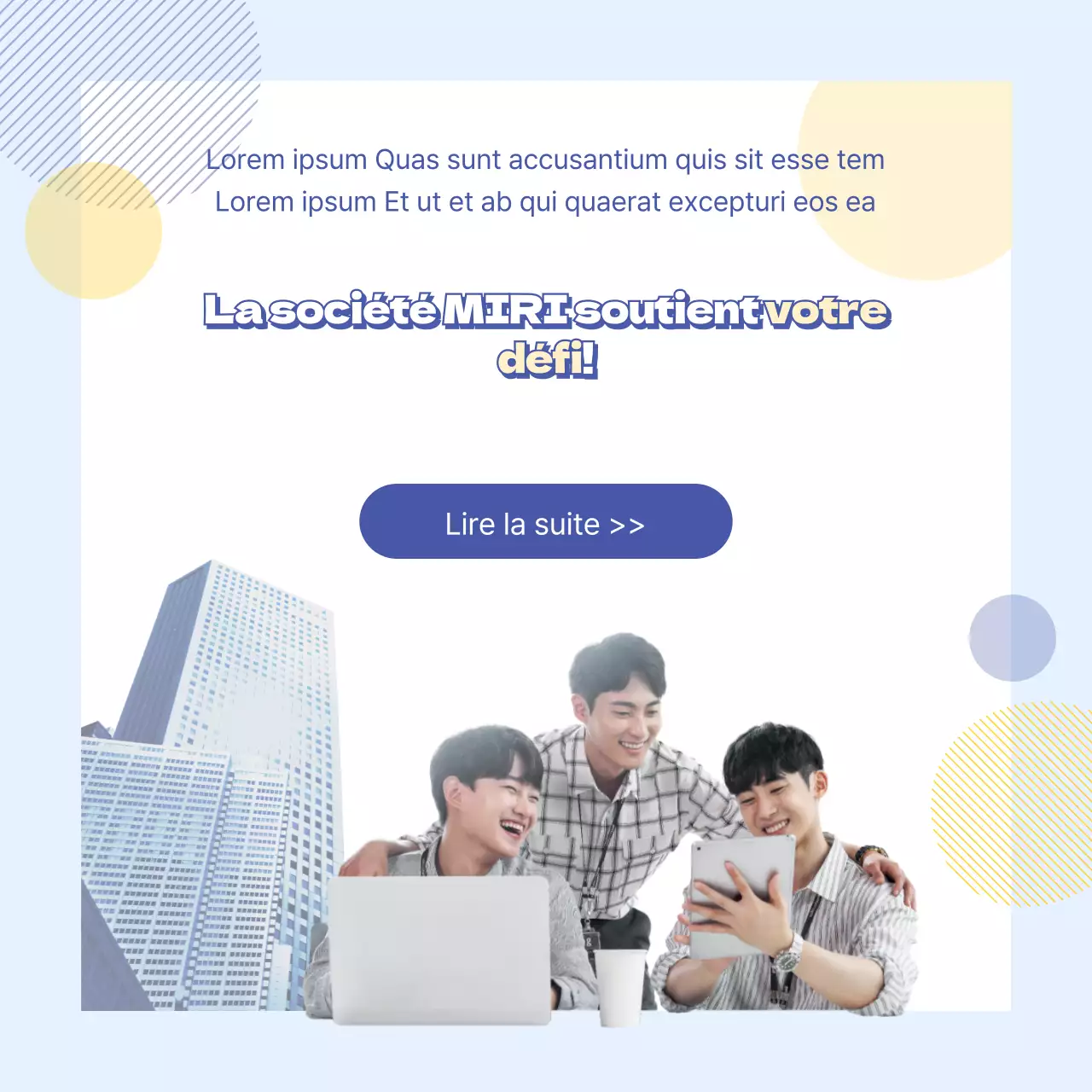 Recrutement moderne en bleu clair et jaune