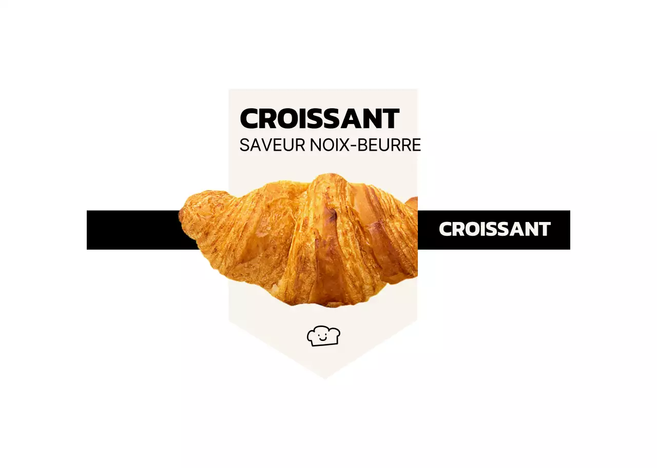 À l'intérieur d'une carte de boulangerie au design simple, avec des images de vrai pain en noir et ivoire.