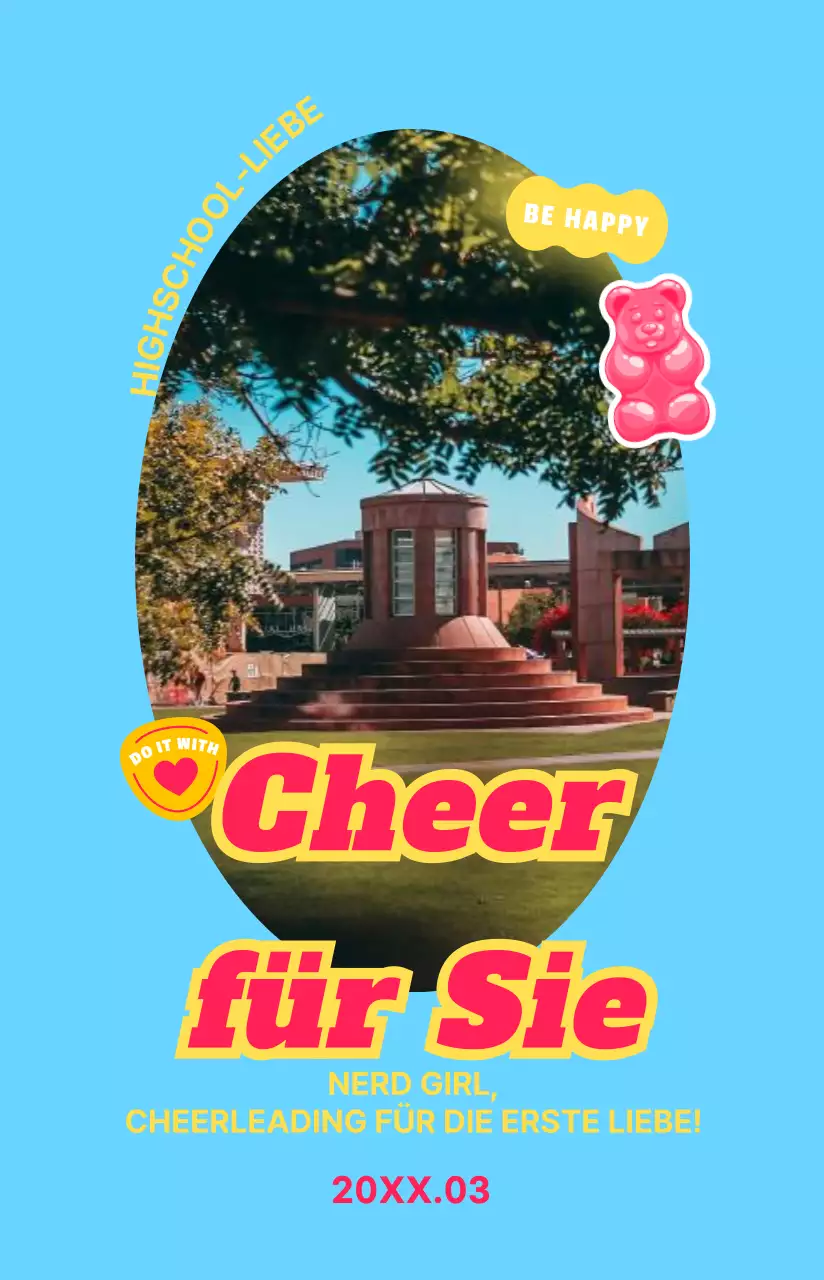 Filmplakate mit Rahmen und Aufklebern in auffälligen Farben mit jugendlichen Motiven