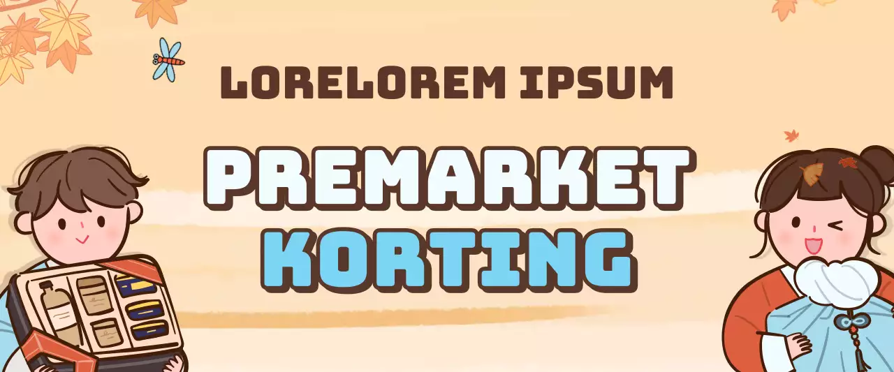 Korting op een geanimeerd herfstillustratieconcept in oranje en lichtblauw