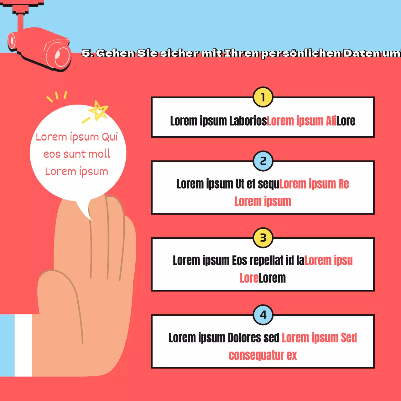 Kampagne zur Informationssicherheit durch ein sicheres Passwort mit roter und hellblauer Illustration