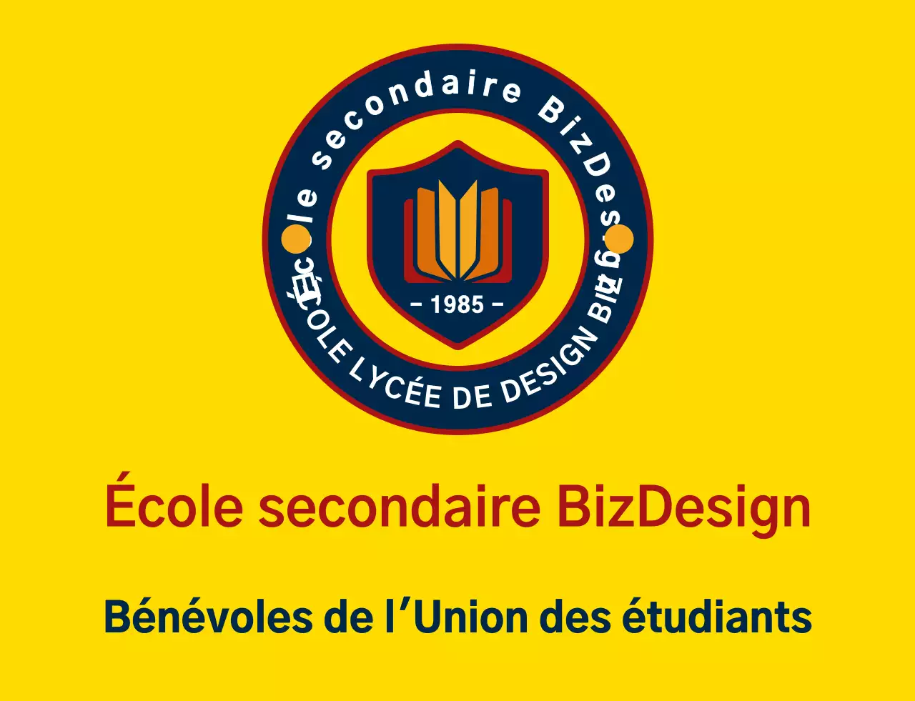 Logo simple et propre combinant le symbole du bouclier et l'emblème en jaune et bleu marine-rouge. Organisation de service gouvernemental pour les étudiants des écoles secondaires.