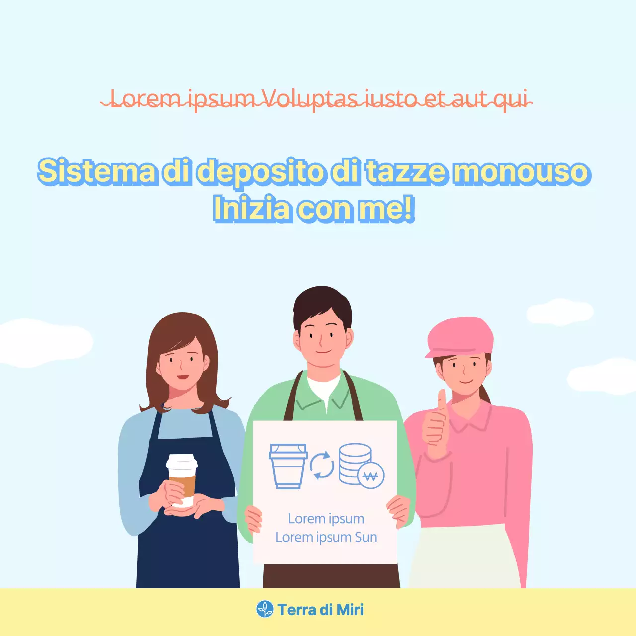 Semplici tazze monouso in azzurro e giallo brillanteProveniente da CardNews