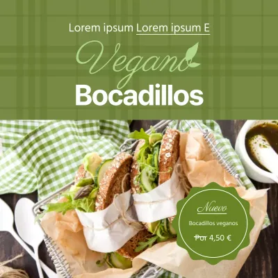 Patrón a cuadros verdesLa imagen destaca los sándwiches veganosNuevos sándwiches veganos