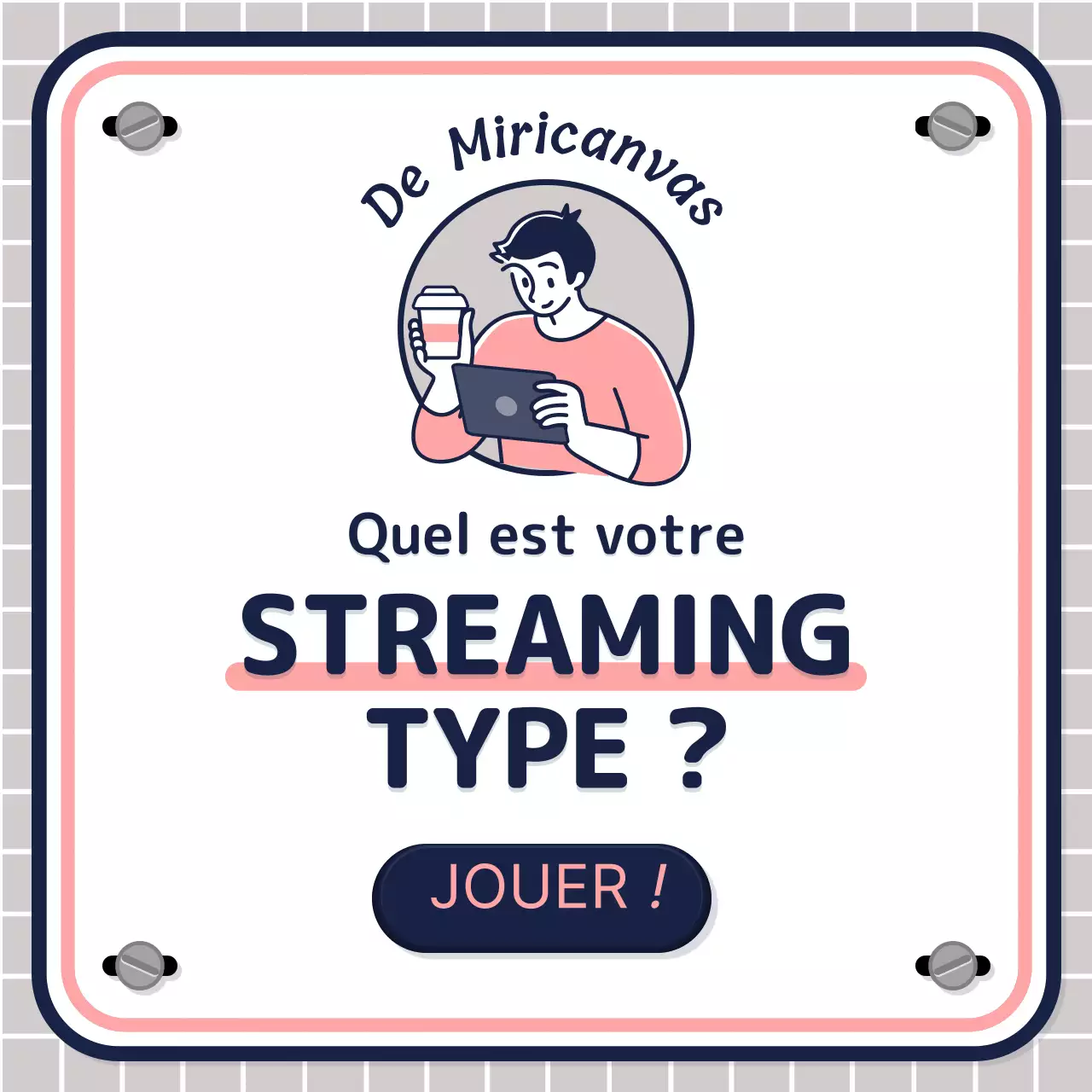 Test quiz simple piloté par le texte en rose mauve marine