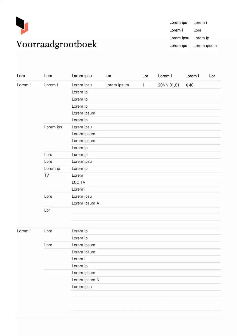 Een strak wit en beige voorraadregister