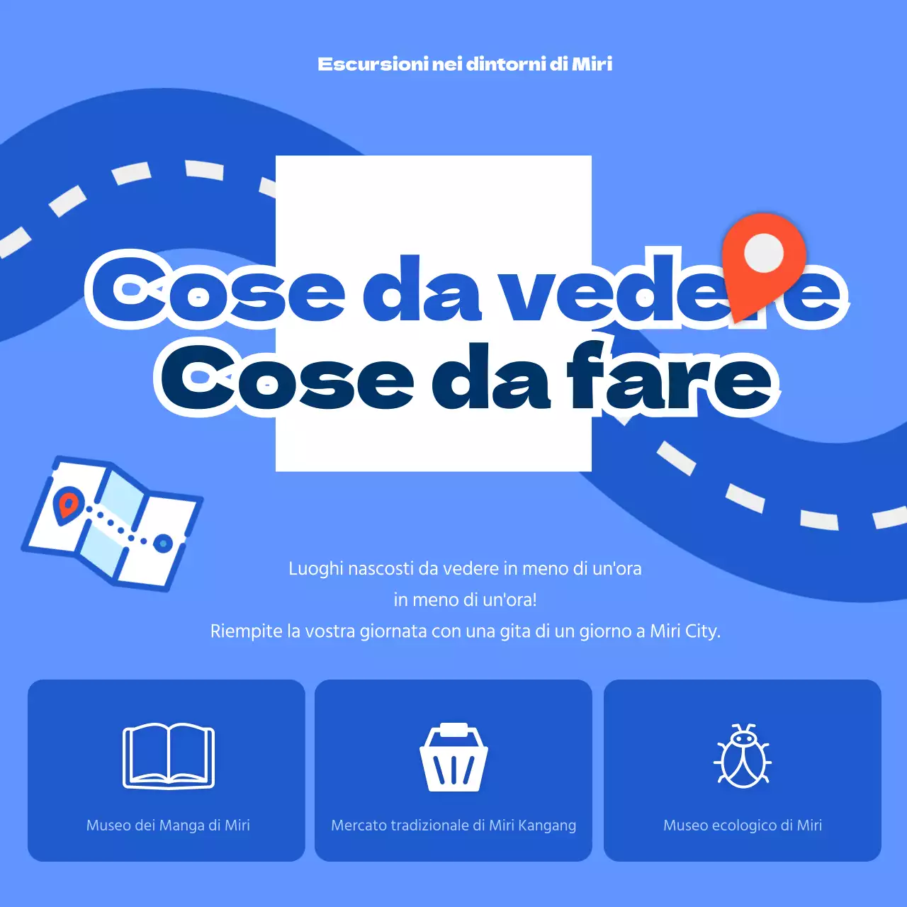 Un simpatico viaggio di quartiere con un concetto di mappa di viaggio blu