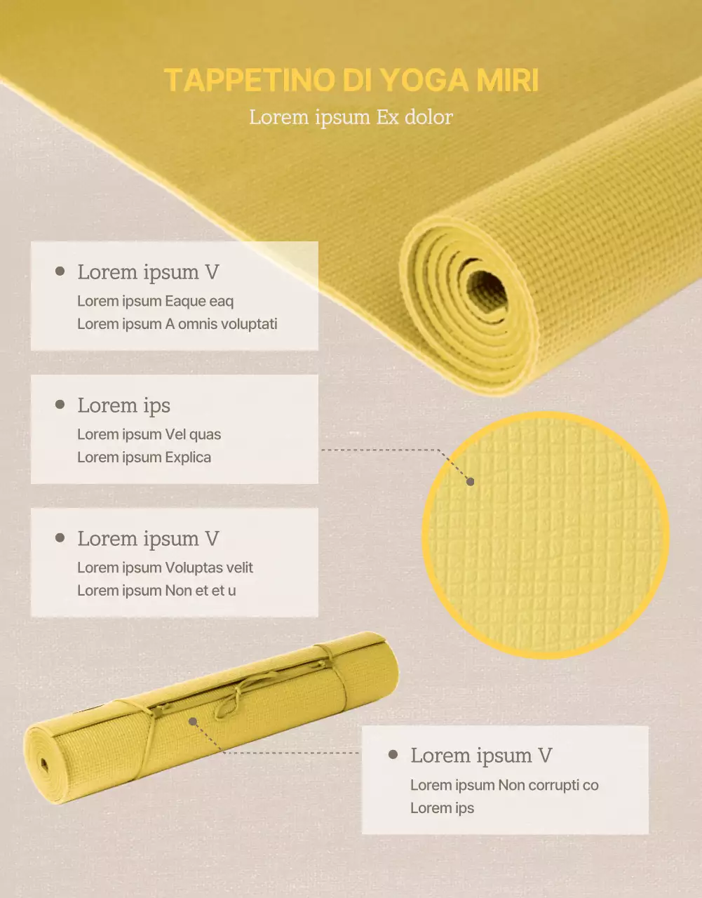 Promuovere tappetini yoga naturali di colore marrone e giallo