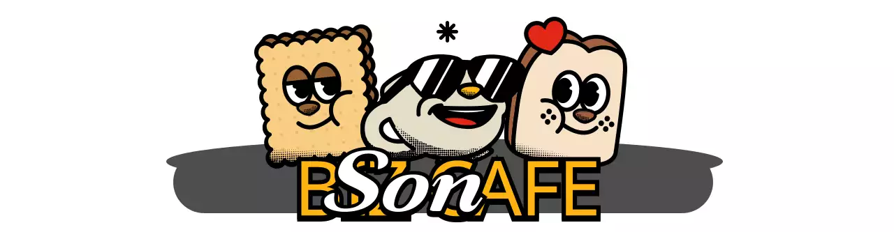 Articles de cafés mignons et branchés avec logo en jaune et noir