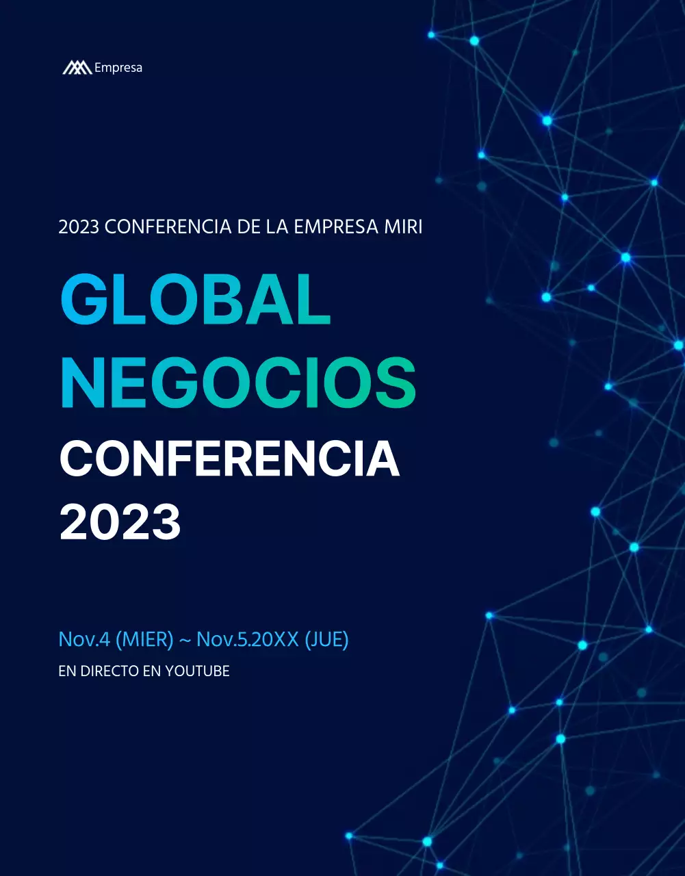 Página de detalles de la conferencia mundial en azul