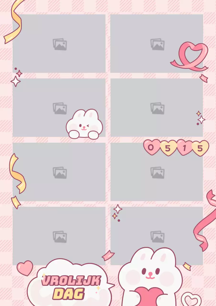 Schattig roze en geel konijntje karakter ketting fotolijstje