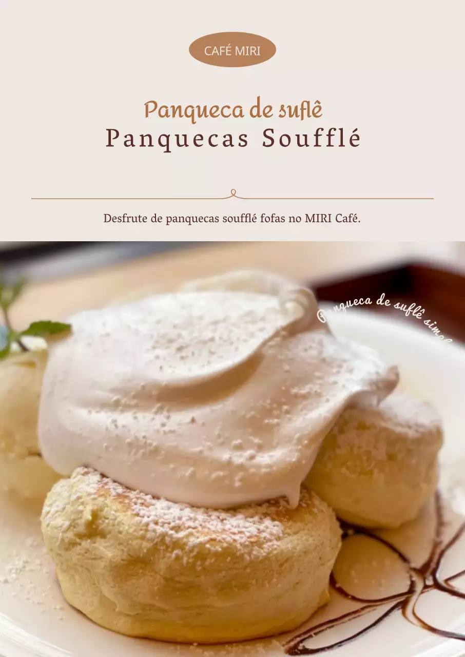 Um menu de sobremesas em marfim, com soufflé sentimental