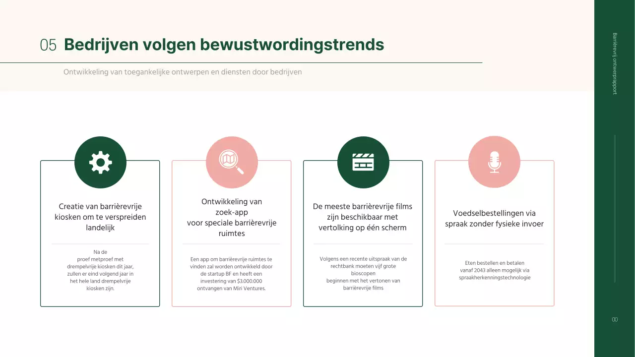 Eenvoudige barrièrevrije opdrachtpresentatie in beige en groen