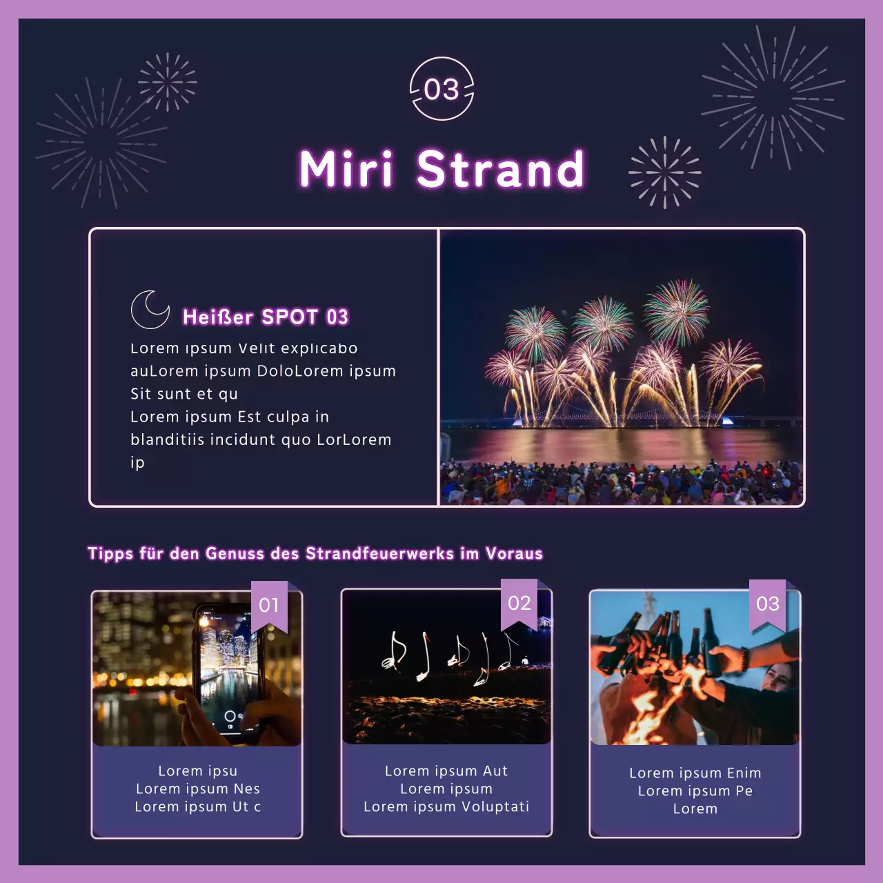 Feuerwerk in lila Neon CardNews