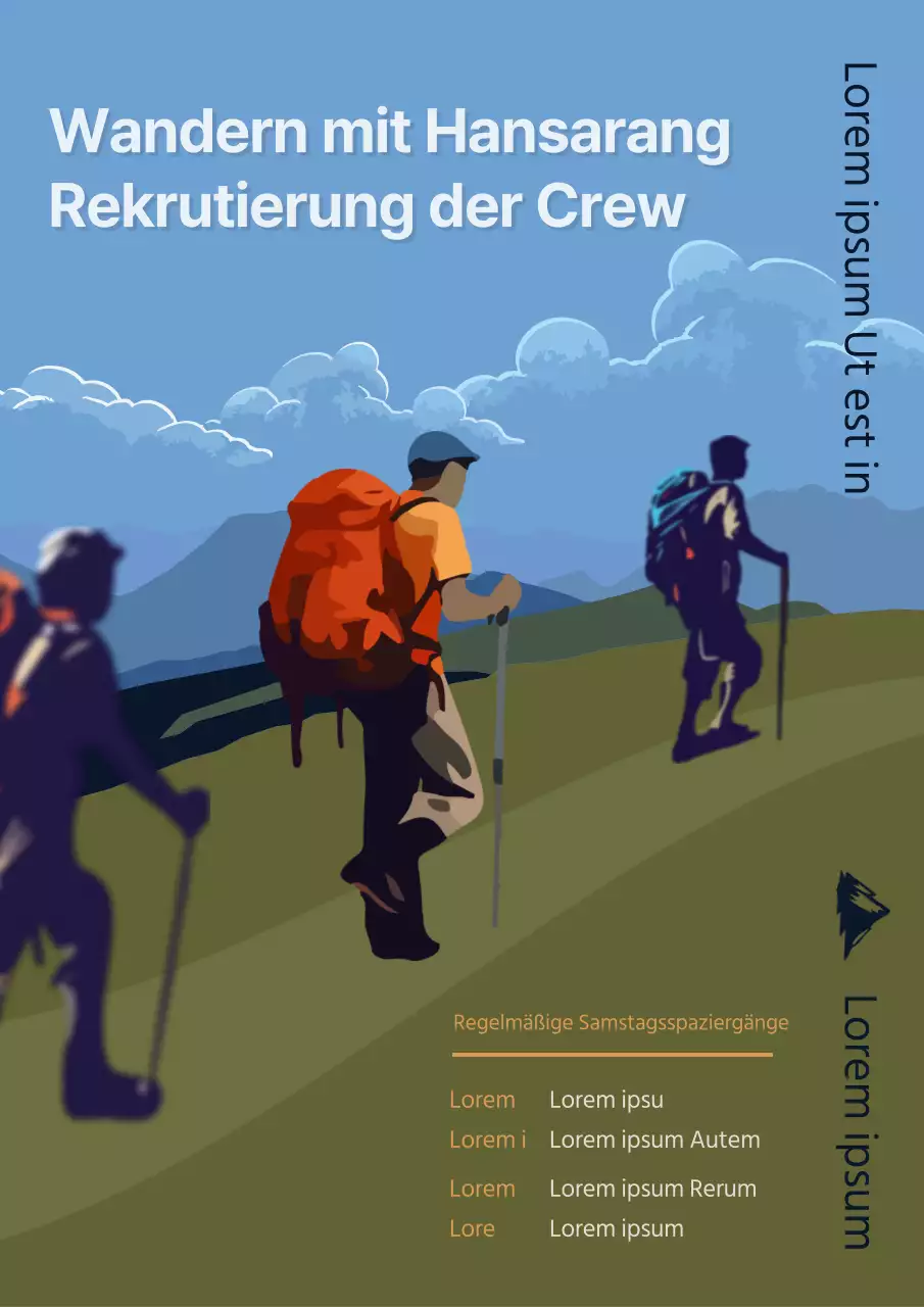 Rekrutierung einer Wandermannschaft mit blauen und grünen Illustrationen
